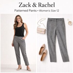 Zack & Rachel Patterned Ankle Pants Size 12 High Rise Slim Fit  26” Inseam